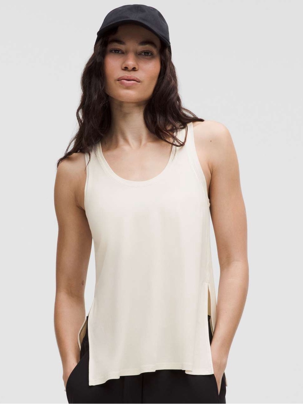 LULULEMON Silkappeal Side Slit Tank Top size XL | Light Ivory